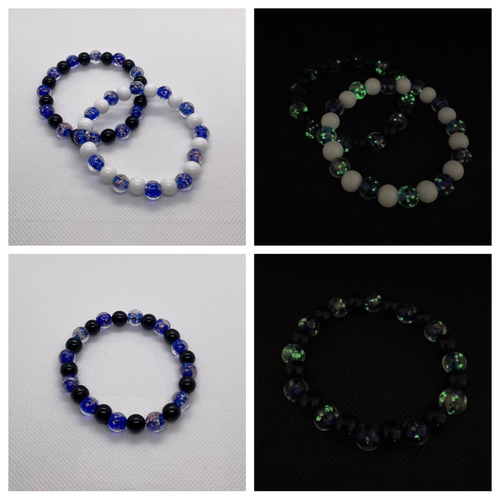 Glow In The Dark 2 Piece Bracelet Set ~ Blue
